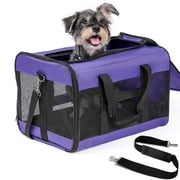 Conlun Large Cat Carrier,Foldable Pet Carrier with Soft-Sided and Safety Leash,Comfort Travel Carrier for Large Dogs Cats,Purple