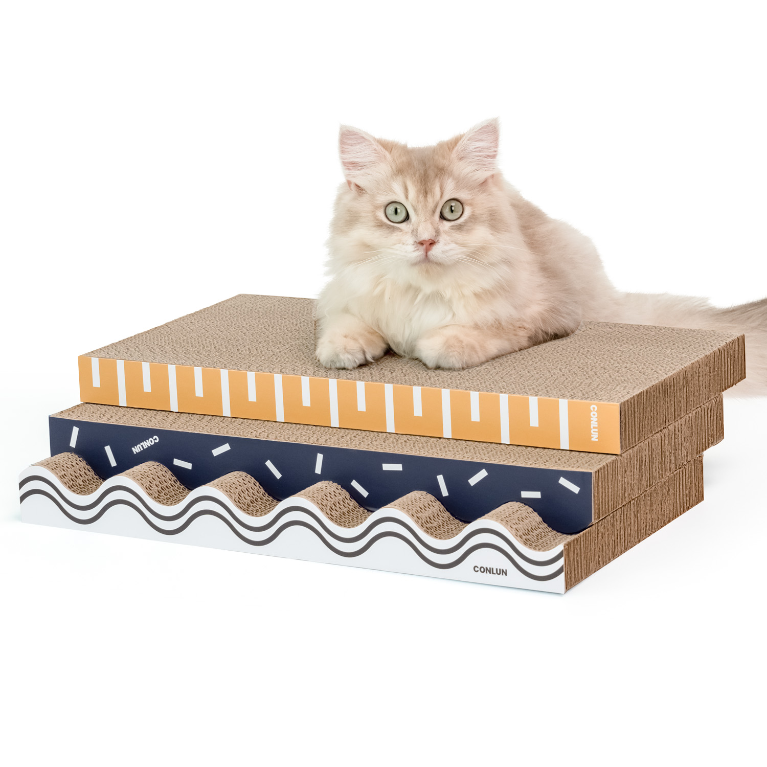 Conlun XL Wide Cat Scratcher Cardboard,3 Pack Durable Removable Cat