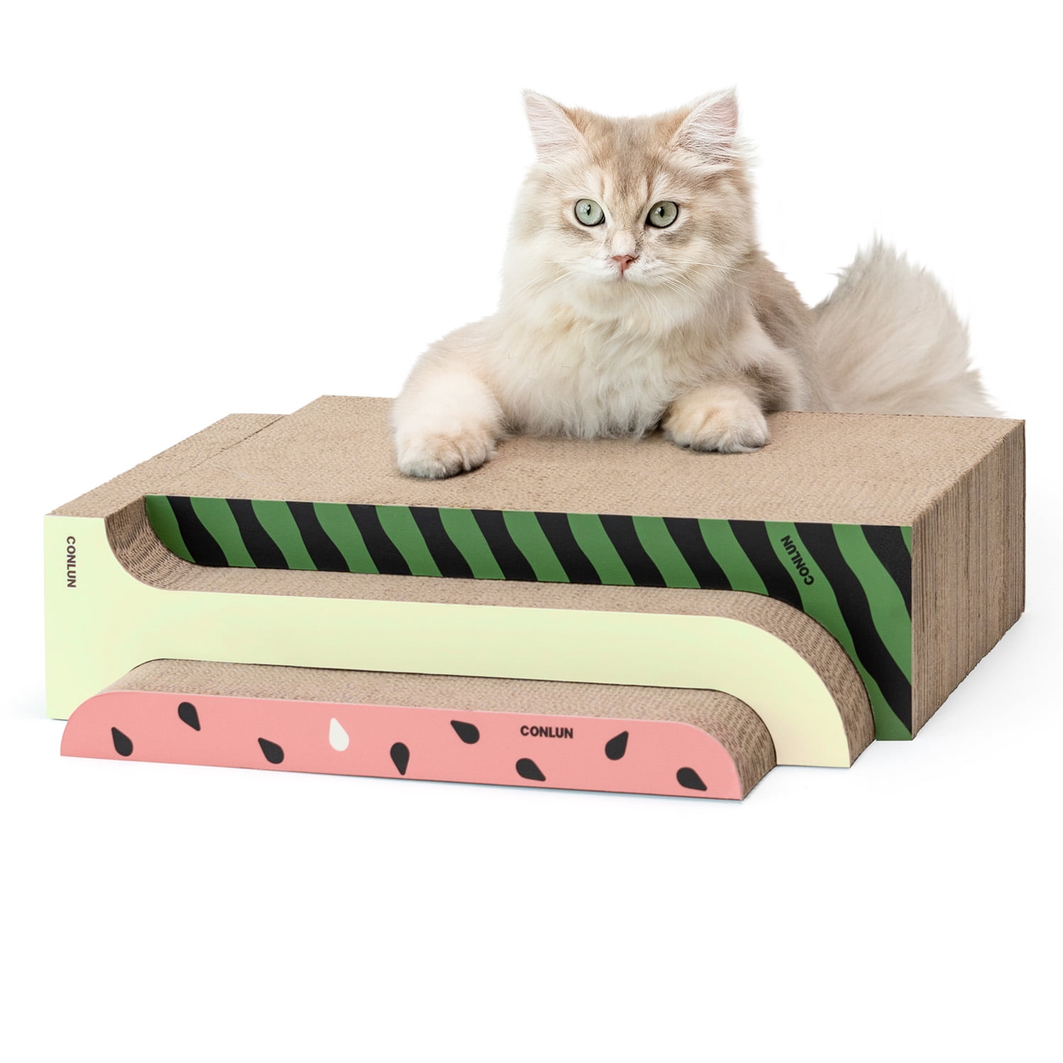Conlun XL Wide Cat Scratcher Cardboard,3 Pack Durable Removable Cat Scratching Pad，3in1 Cat