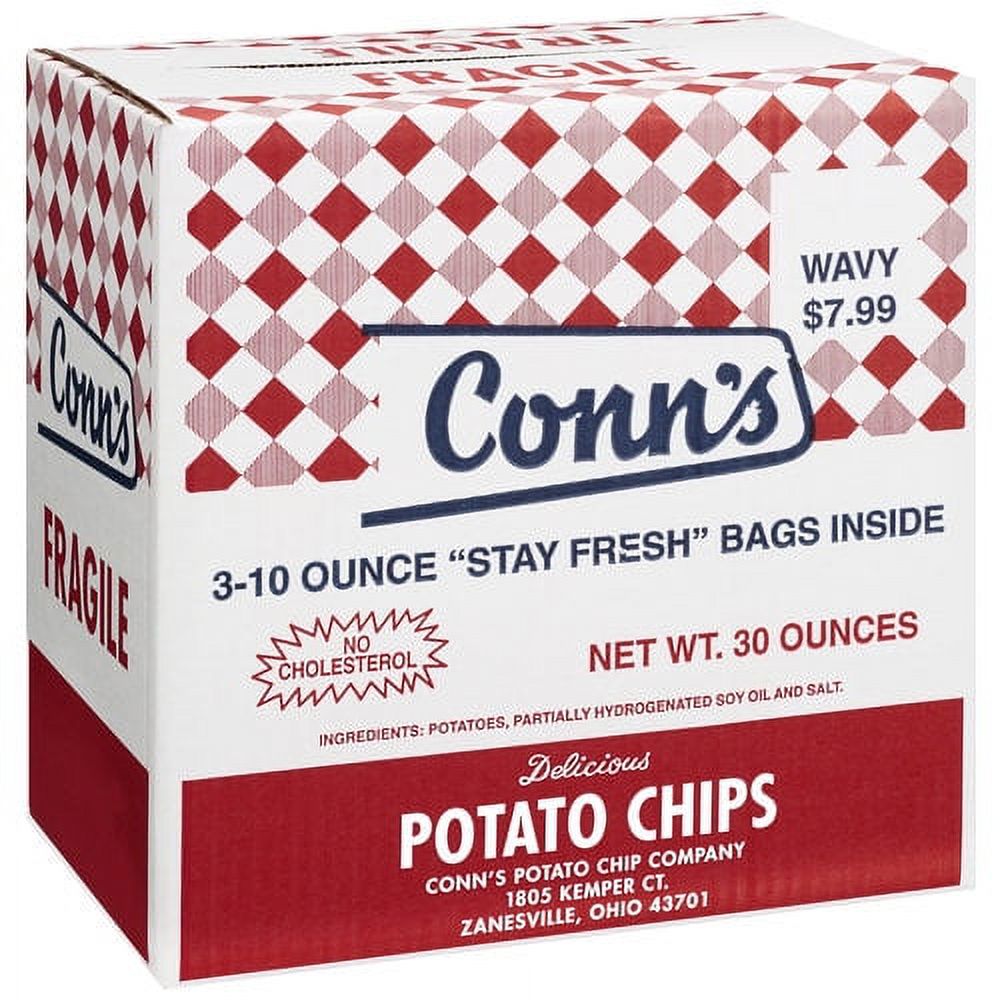 Conn's Bulk Wavy Potato Chips, Includes 3 Bags, 10oz Each