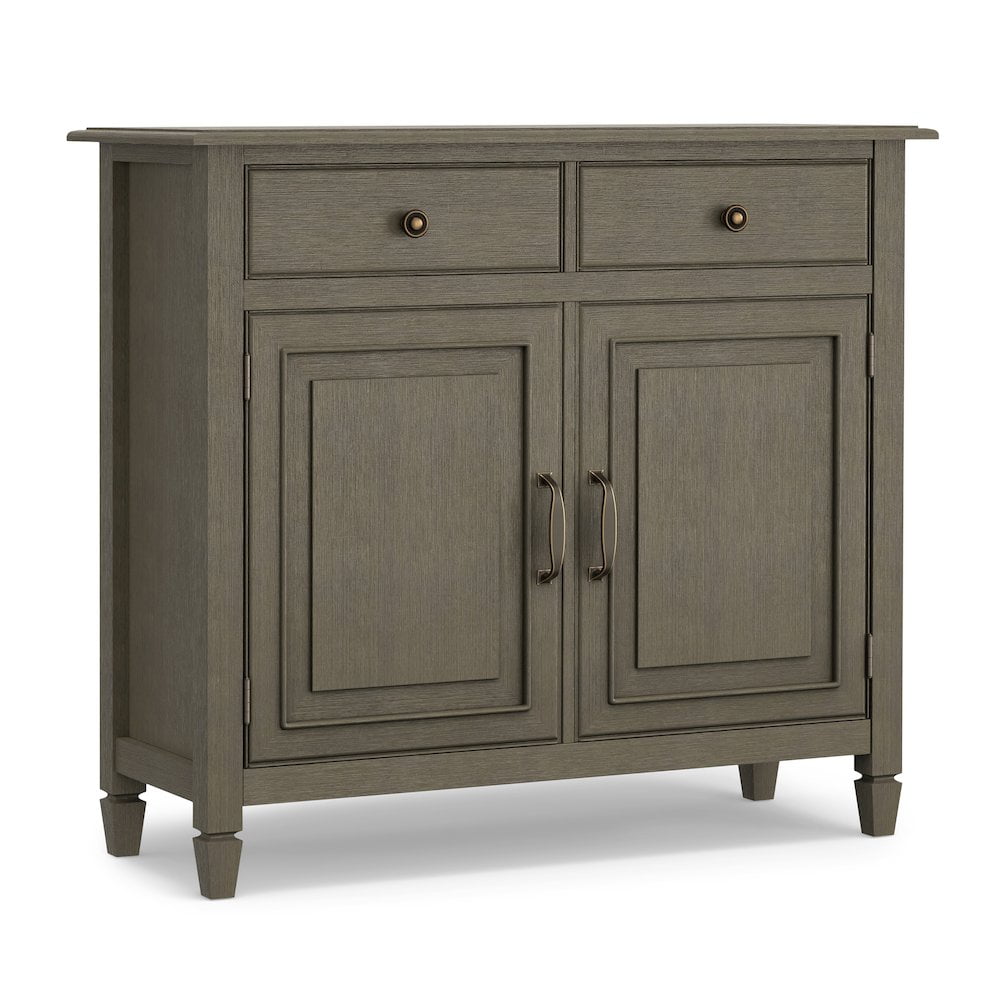 Farmhouse Grey Solid Wood Entryway Storage Cabinet with Adjustable Shelving
