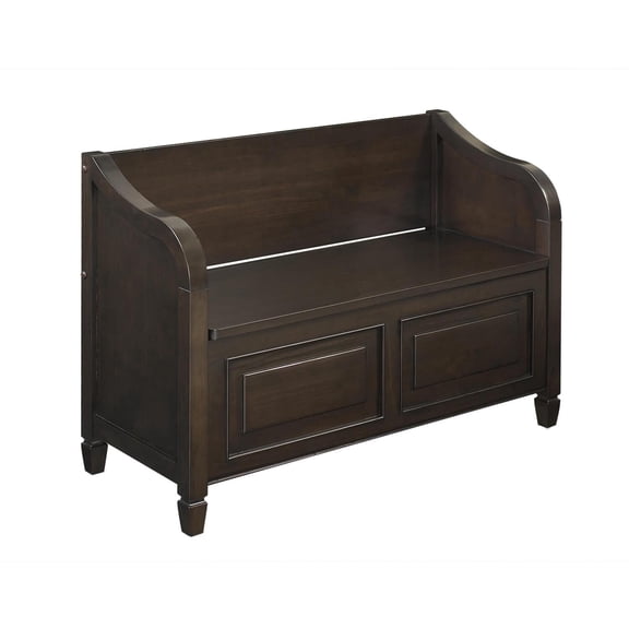 Simpli Home Connaught 42 inch Wide Solid Wood Entryway Storage Bench in Dark Chestnut Brown