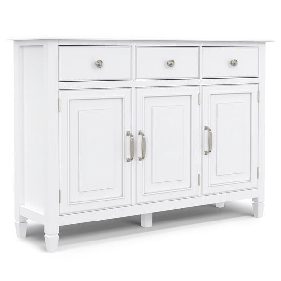 Simpli Home Connaught 51 inch Wide Solid Wood Traditional Entryway Storage Cabinet in White