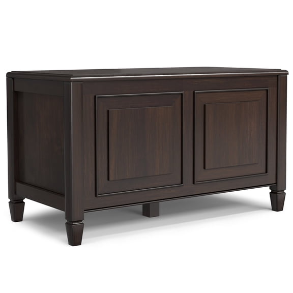 Connaught 36 inch Wide Solid Wood Traditional Small Storage Bench Trunk in Chestnut Brown