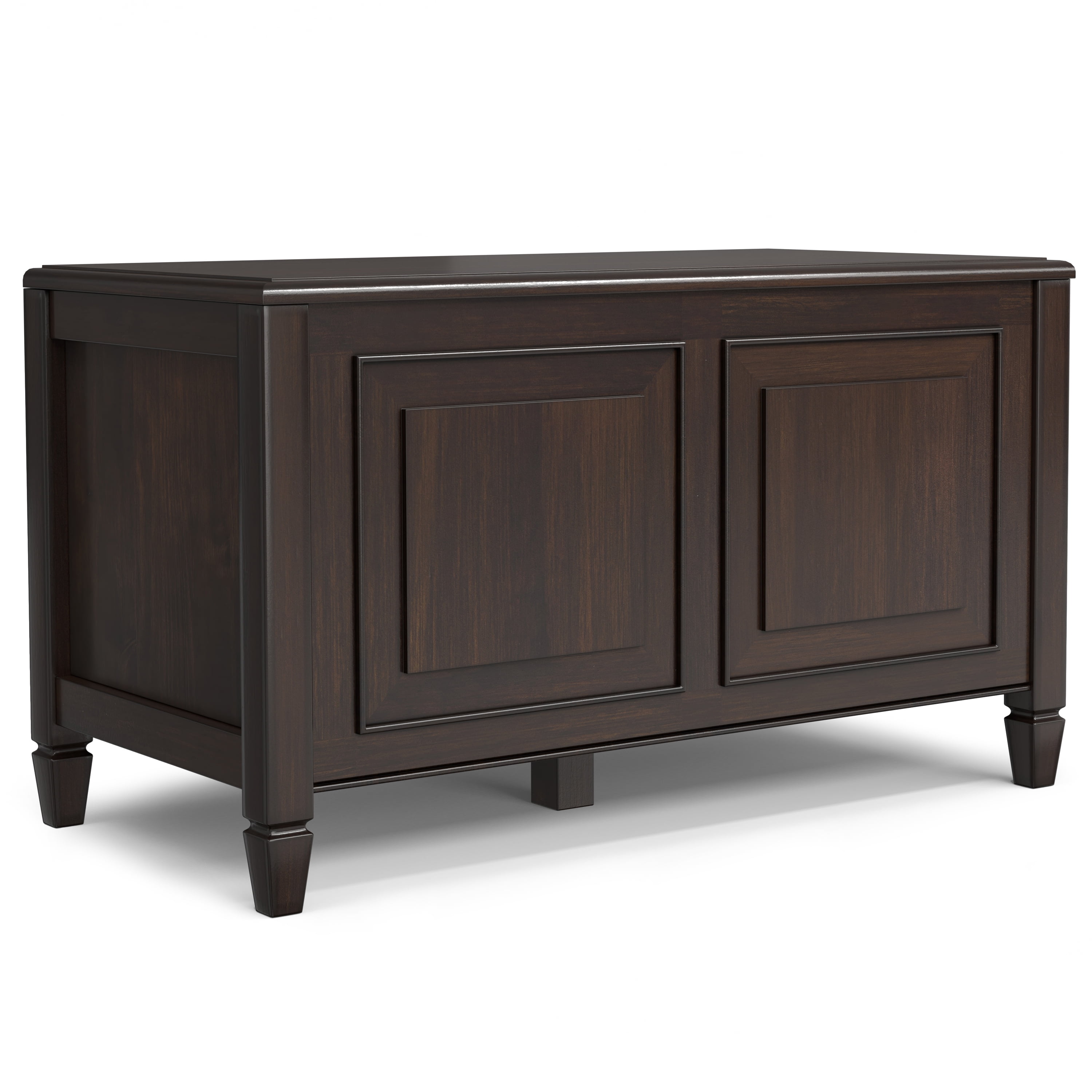 Chestnut Brown Solid Wood Storage Bench Trunk with Safety Hinges