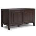 thumbnail image 1 of Simpli Home Connaught 36 inch Wide Solid Wood Traditional Small Storage Bench Trunk in Chestnut Brown, 1 of 14