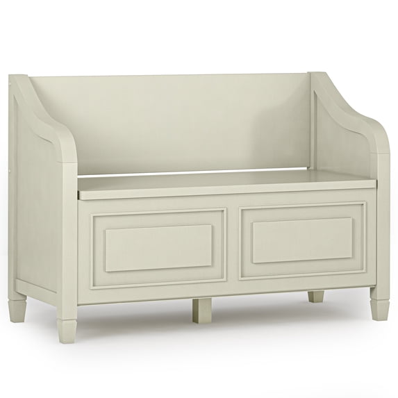 Simpli Home Connaught SOLID WOOD 42 inch Wide Transitional Entryway Storage Bench in Antique White