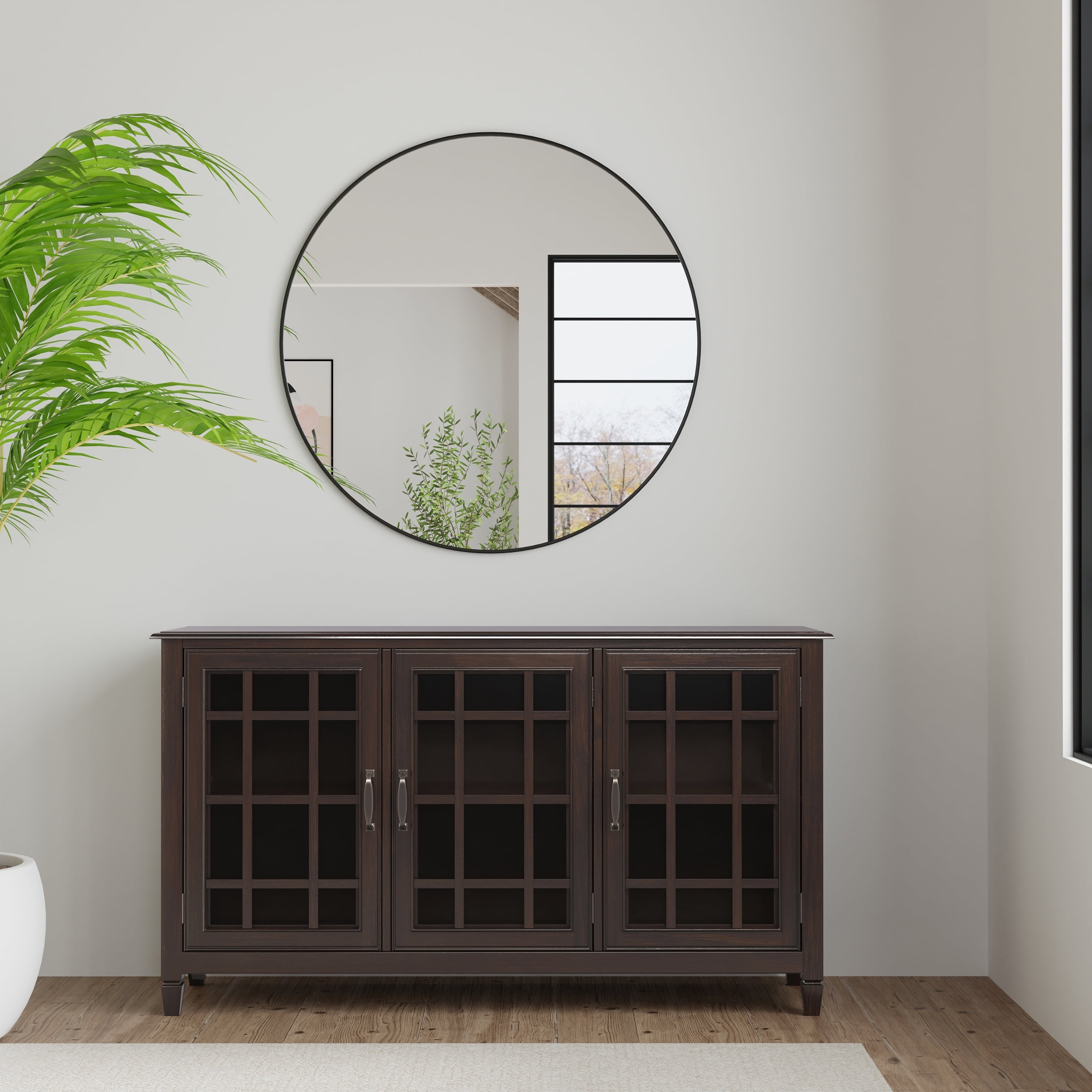 Chestnut Brown Solid Wood Office Storage Cabinet with Adjustable Shelving