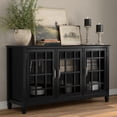 thumbnail image 1 of Connaught SOLID WOOD 60" Wide Traditional Wide Storage Cabinet Buffet in Black, 1 of 11