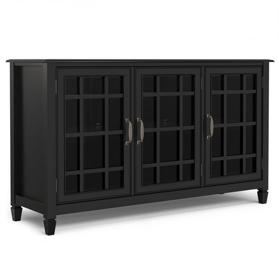 Connaught 60 inch Wide Solid Wood Wide Storage Cabinet Buffet in Black