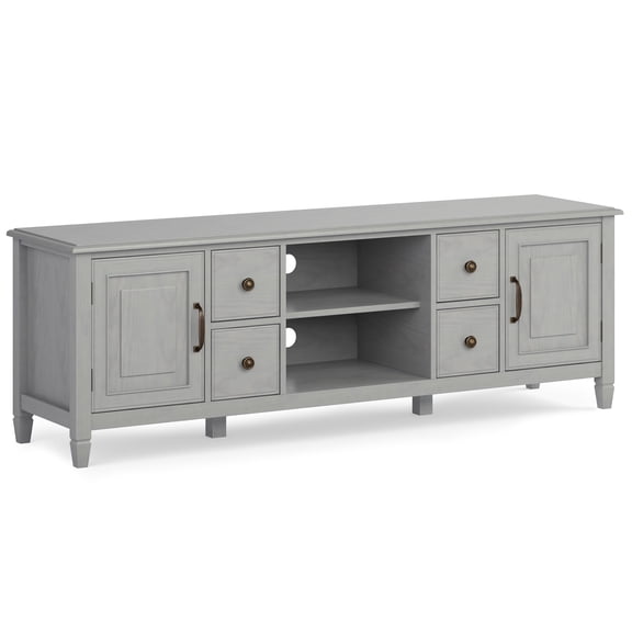 Connaught 72 inch Wide Solid Wood TV Stand in Fog Grey For TVs up to 80 inches