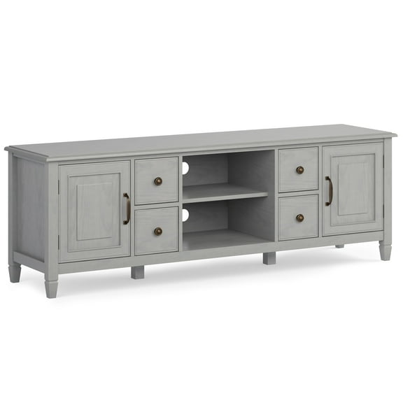 Connaught 72 inch Wide Solid Wood TV Stand in Fog Grey For TVs up to 80 inches