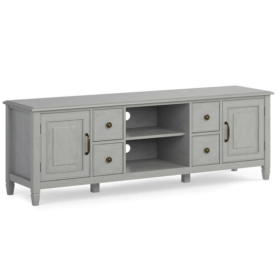 Connaught 72 inch Wide Solid Wood TV Stand in Fog Grey For TVs up to 80 inches