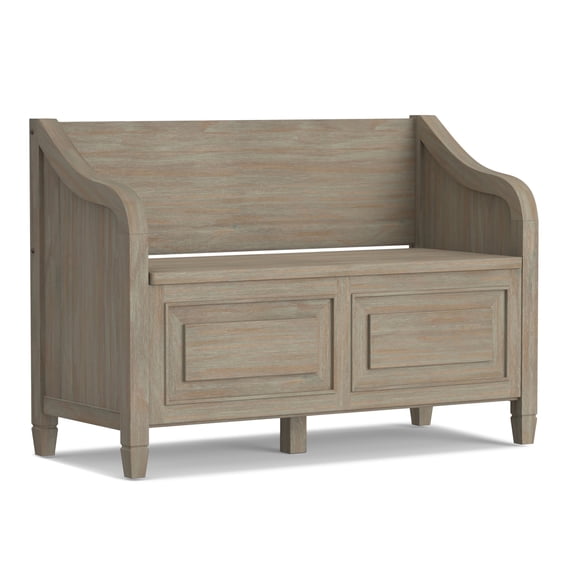 Simpli Home Connaught SOLID WOOD 42 inch Wide Traditional Entryway Storage Bench in Distressed Grey