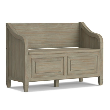 Simpli Home - Connaught Solid Wood 42 inch Wide Transitional Entryway Storage Bench - Distressed Grey
