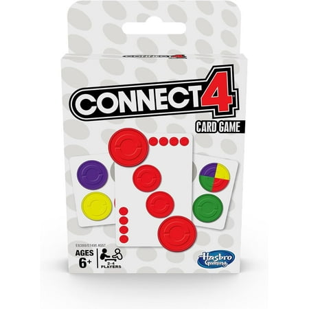Connect 4 4-In-A-Row Family Card Game Ages 6 and Up, 2-4 Players