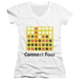 thumbnail image 1 of Connect Four Classic Logo Distressed Junior Women's V-Neck T-Shirt White, 1 of 1