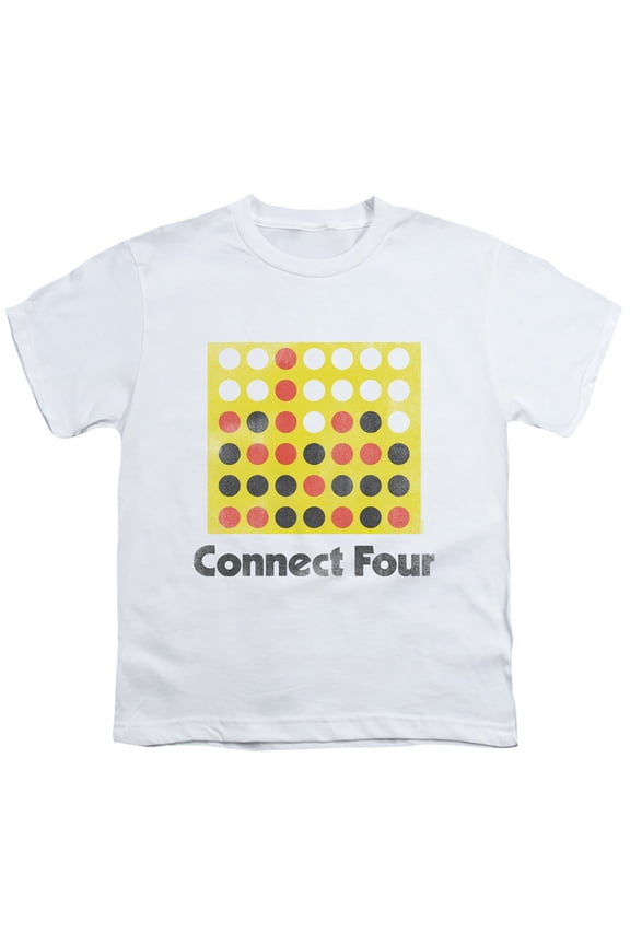 Connect Four Classic Logo Distressed S/S Youth 18/1 T-Shirt White