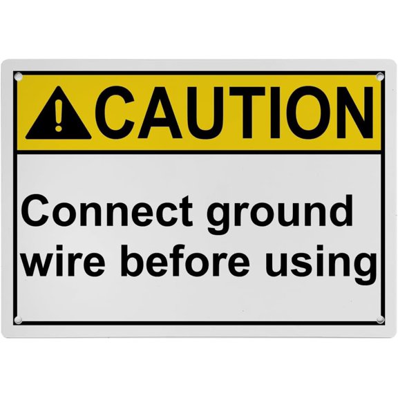 Connect Ground Wire Before Use Sign, Industrial Shock Hazard Sign 8"x12" UV Resistant for Indoor Outdoor Workplace