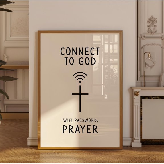 Connect To God Poster Black Christian Wall Art Trendy Christian Poster For Prayer Room Decor Religious Art, Poster Only