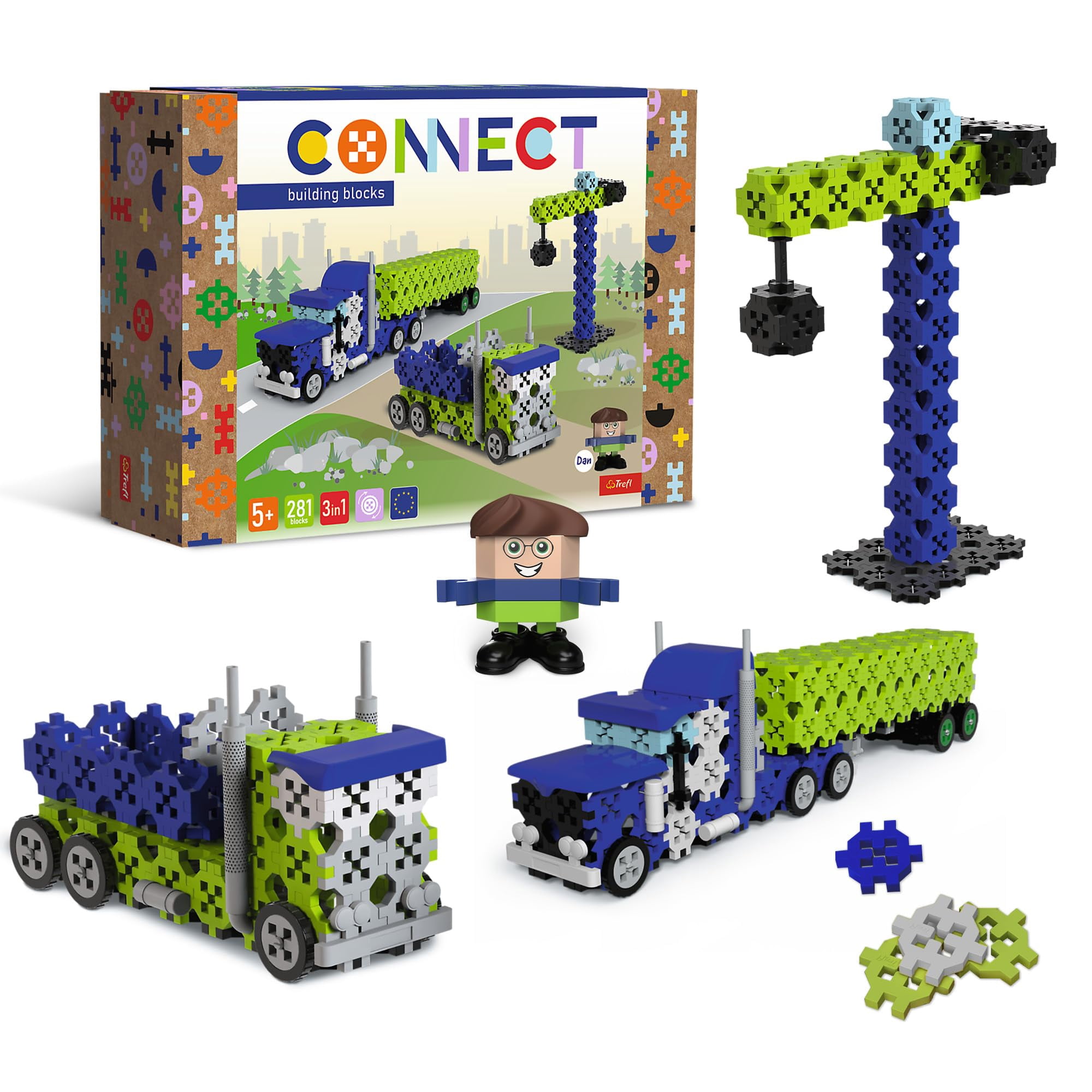 Connect Course Bricks Connect Trefl Construction Bricks 3-in-1 Truck / Construction Site Set ...