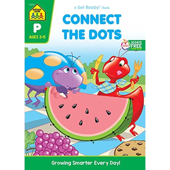 Pre-Owned School Zone Connect the Dots Workbook: 32 Pages, Preschool, Kindergarten, Dot-to-Dots, Counting, Number Puzzles, Numbers 1-10, Coloring, Ages 3 to 5 ... (Paperback) 0938256580 9780938256588