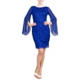 thumbnail image 1 of Connected Apparel Scoop Neck Long Chiffon Split Sleeves Bodycon Lace Dress, 1 of 5