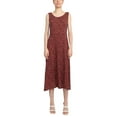 thumbnail image 1 of Connected Apparel Scoop Neck Sleeveless Multi Print String Tie Back Fit & Flare Rayon Dress-MAUVE / 14, 1 of 5