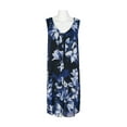 thumbnail image 1 of Connected Apparel V-Neck Sleeveless Floral Print Chiffon Overlay Slit Side Dress-COBALT / 4, 1 of 3