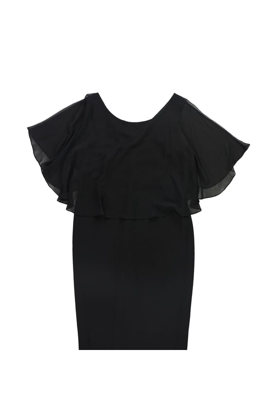 Womens Elsa Capelet Sheath Dress, Black, 16