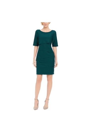 green emerald velvet dress Connected Apparel Round Deep V-Neck 3/4 Puff Sleeves Maxi Dress main image 1