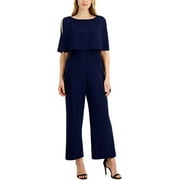 Connected Apparel Womens Petites Popover Wide Leg Jumpsuit