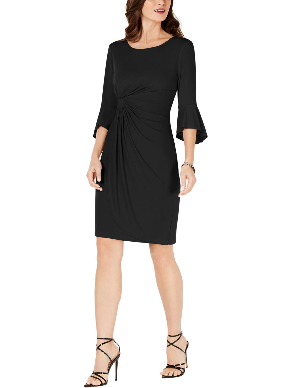 connected apparel ruched dress Connected Apparel Womens Petites Ruched Bell Sleeves Sheath Dress
