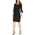 thumbnail image 1 of Connected Apparel Womens Petites Ruched Bell Sleeves Sheath Dress, 1 of 3