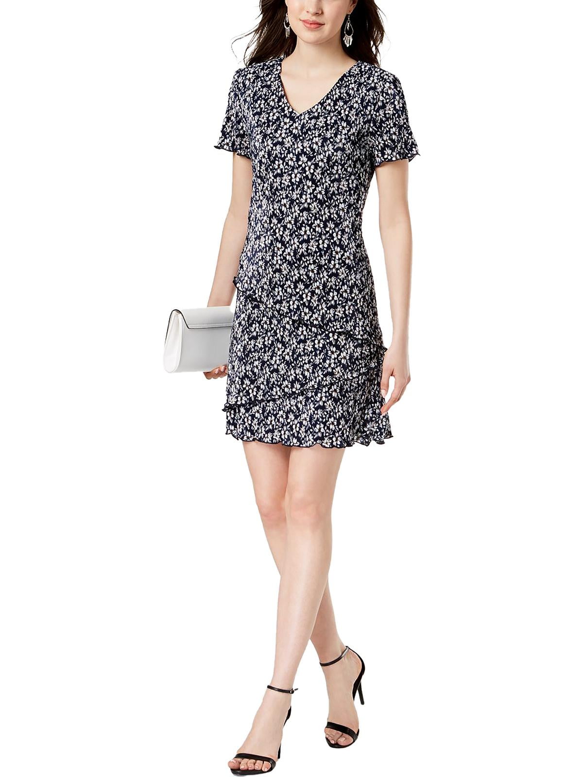 Connected Apparel Womens Petites VNeck Knee Shift Dress