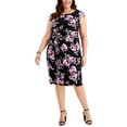 thumbnail image 1 of Connected Apparel Womens Plus Floral Print Mini Shift Dress, 1 of 2