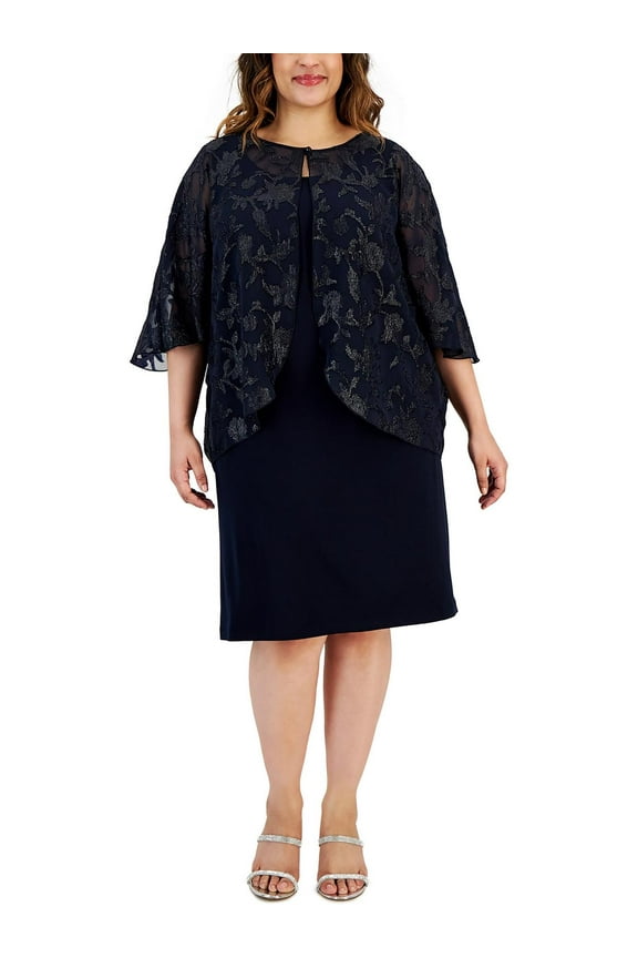 Womens Plus Polyester Cocktail And Party Dress