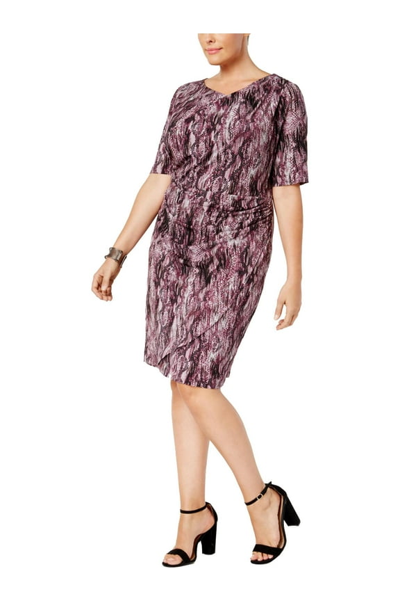 Womens Plus Sarong Snake Print Casual Dress Purple 14W