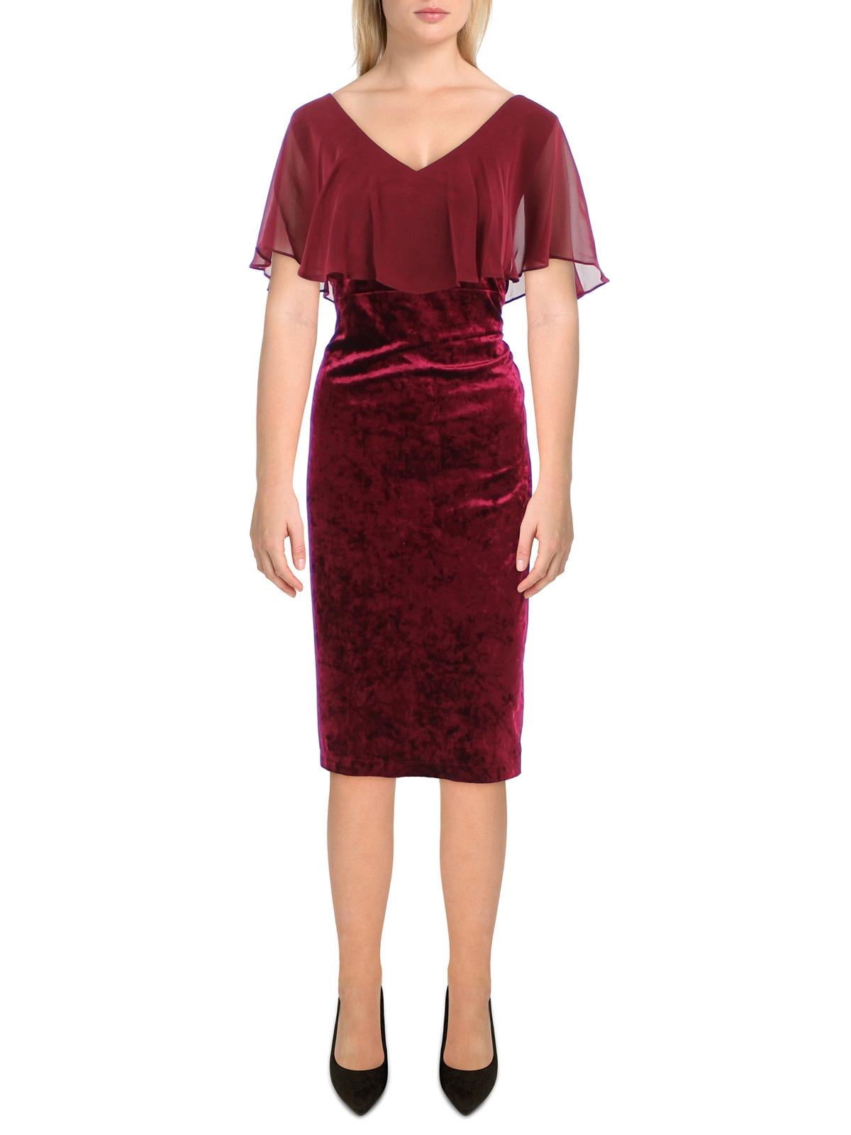 connected apparel cocktail dress Connected Apparel Scoop Neck Short Sleeve Zipper Back Panel Knit Dress Blush / 16