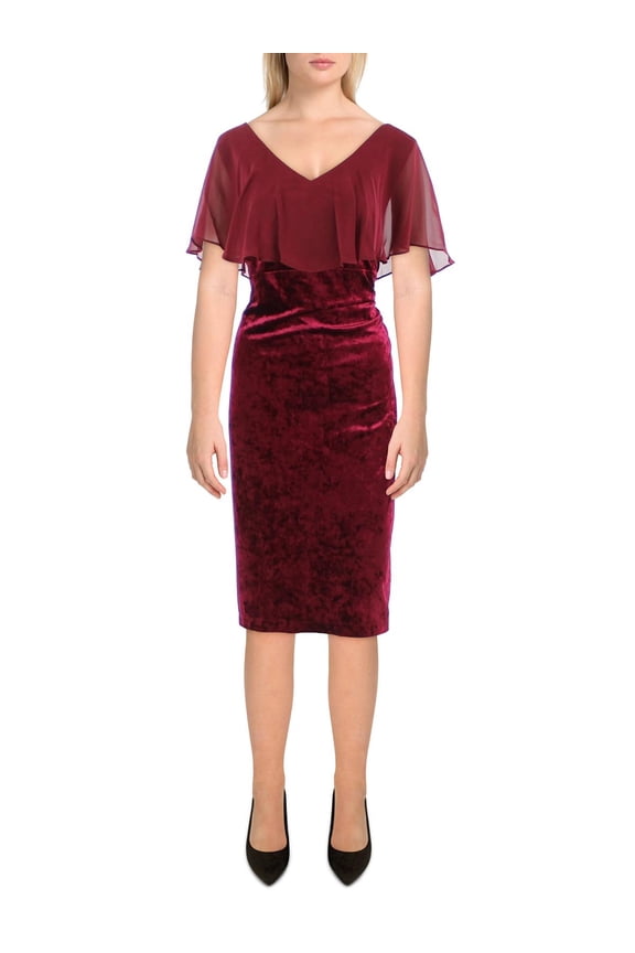 Womens Velvet Chiffon Cocktail and Party Dress