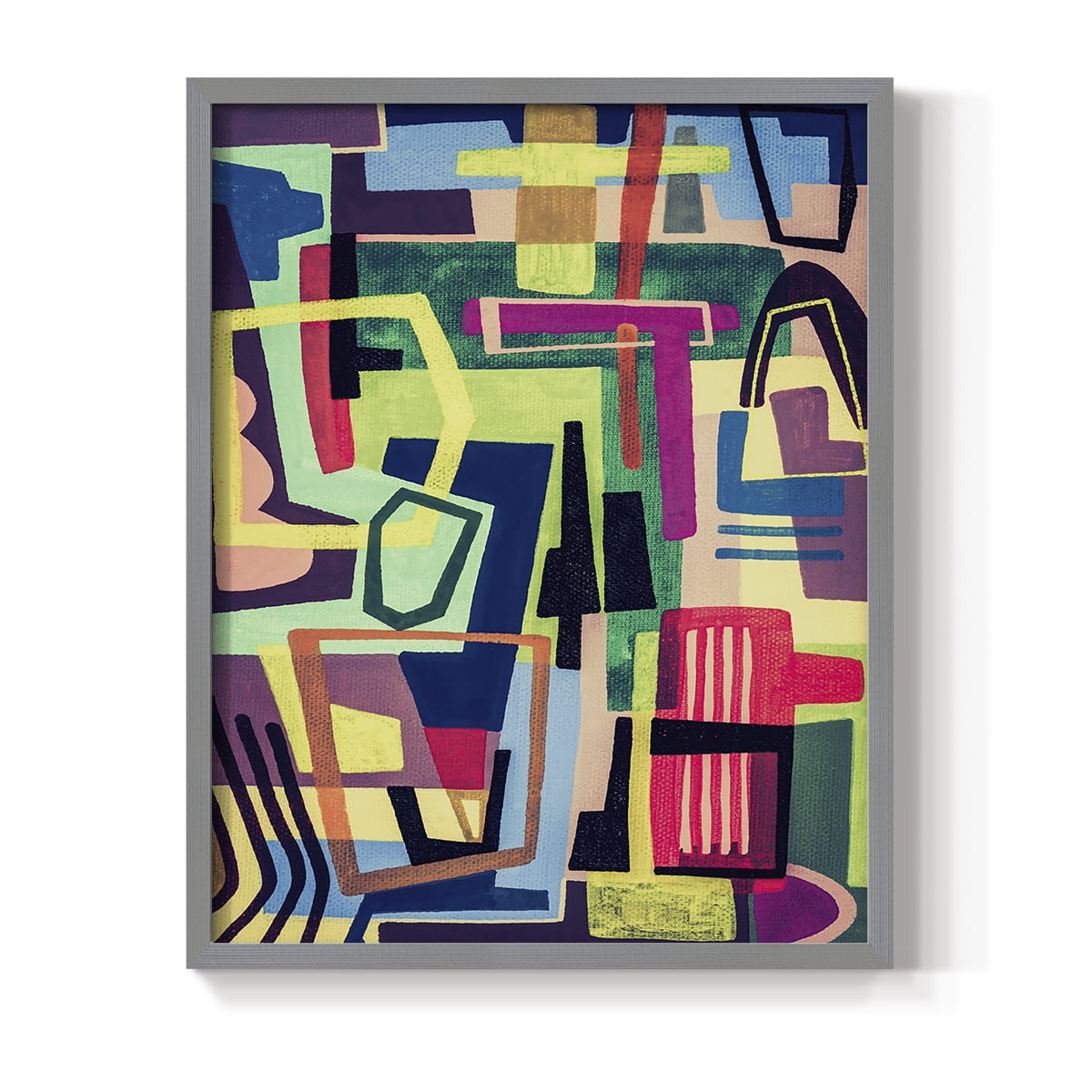 Connected Colors I Framed Print in Gray Solid Wood Framed Print No Nail Hanging