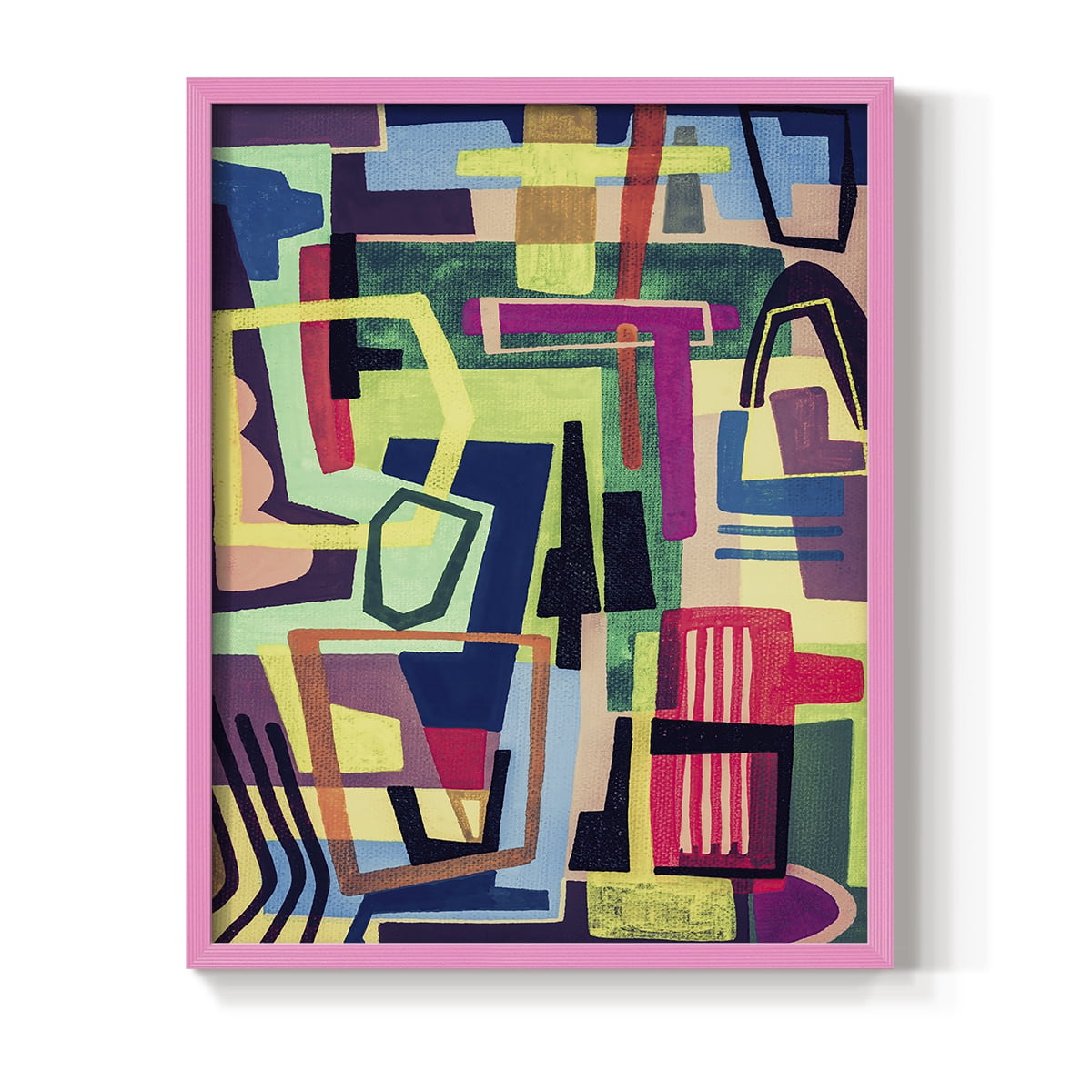 Connected Colors I Framed Print in Pink Solid Wood Framed Print No Nail Hanging