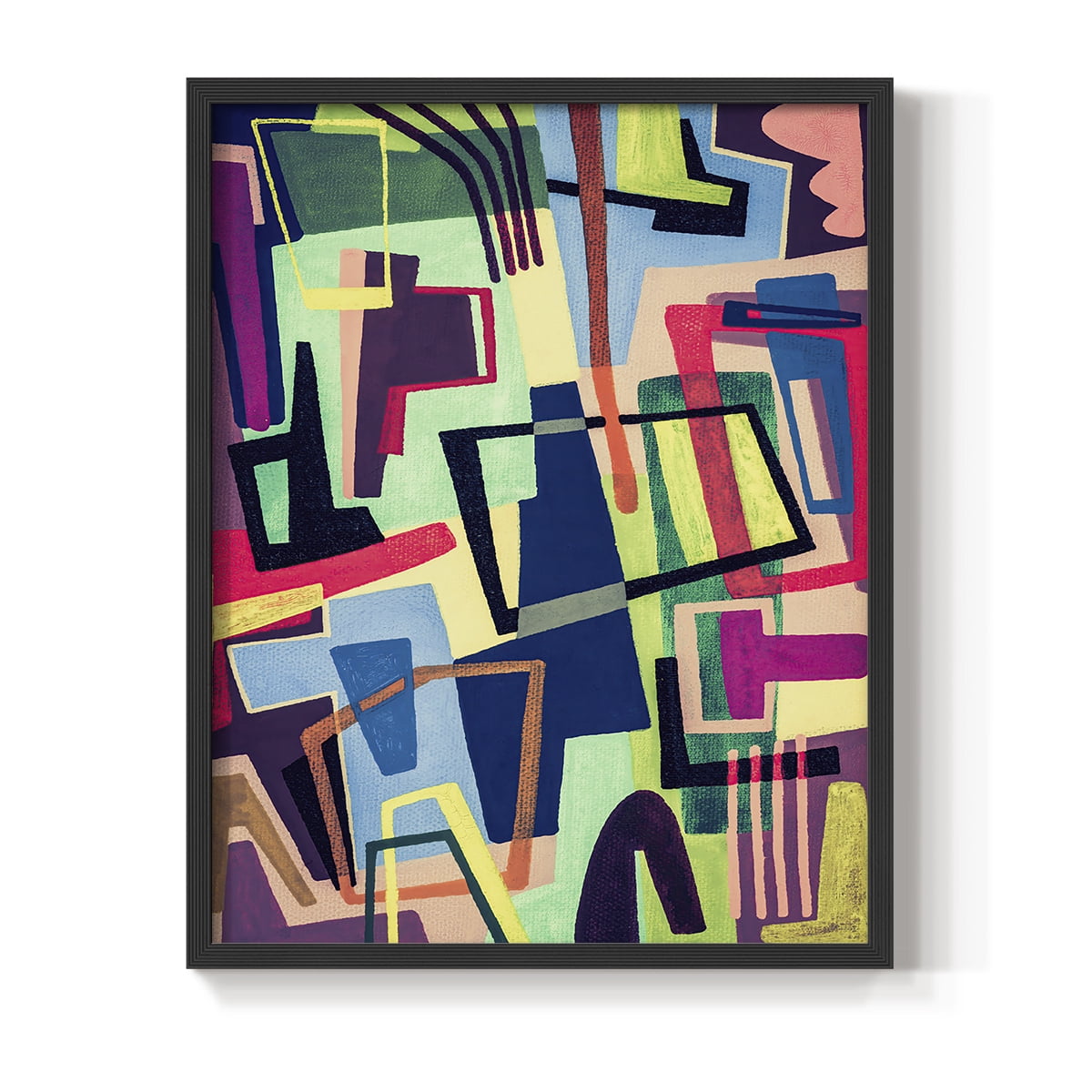 Connected Colors II Framed Print in Black Solid Wood Framed Print No Nail Hanging