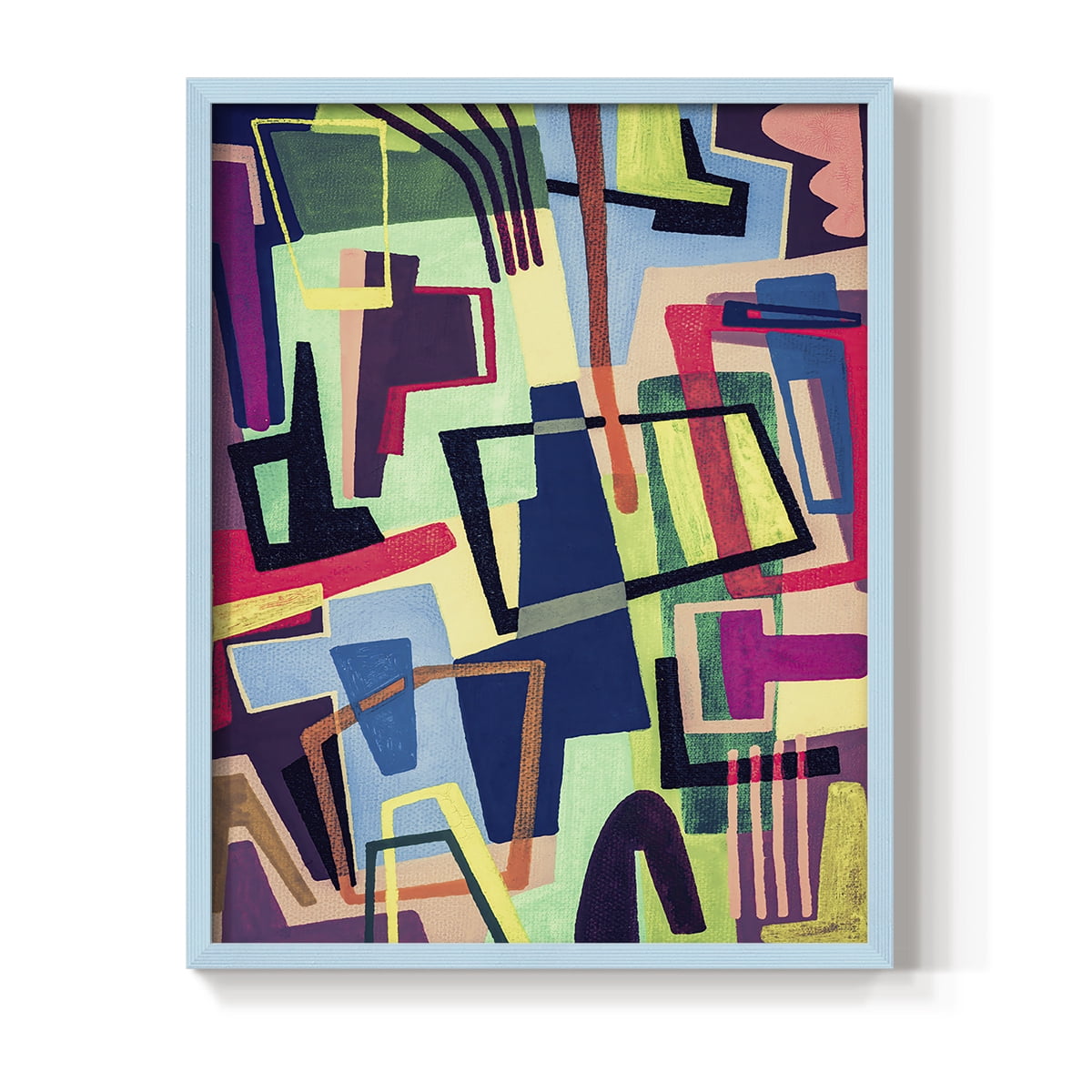 Connected Colors II Framed Print in Blue Solid Wood Framed Print No Nail Hanging