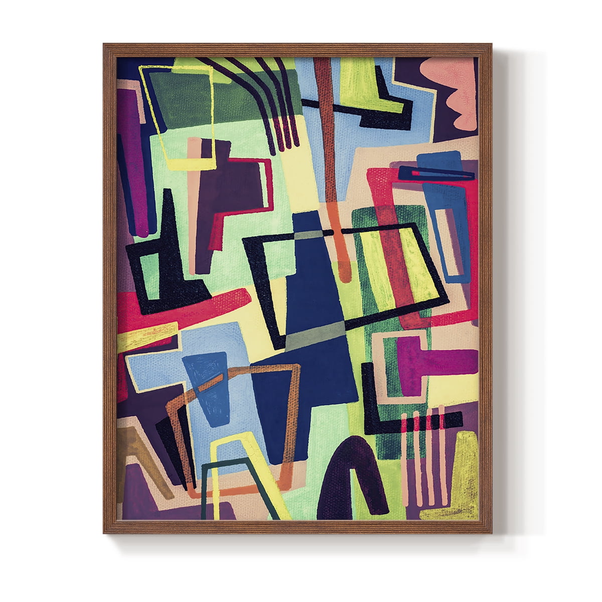Connected Colors II Framed Print in Brown Solid Wood Framed Print No Nail Hanging