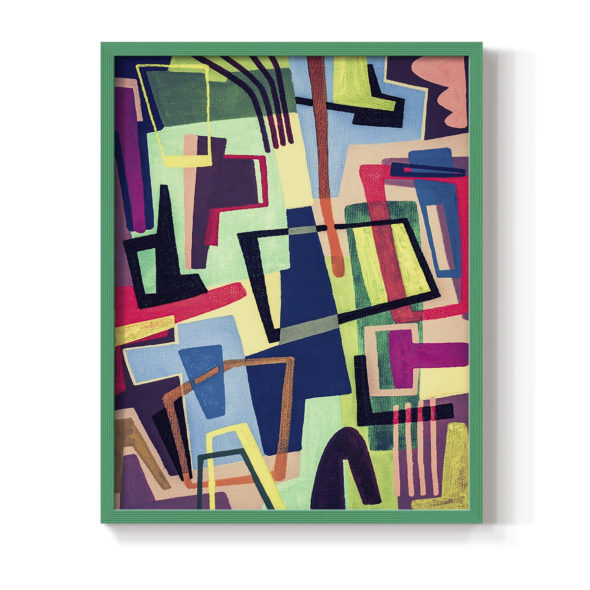 Connected Colors II Framed Print in Green Solid Wood Framed Print No Nail Hanging