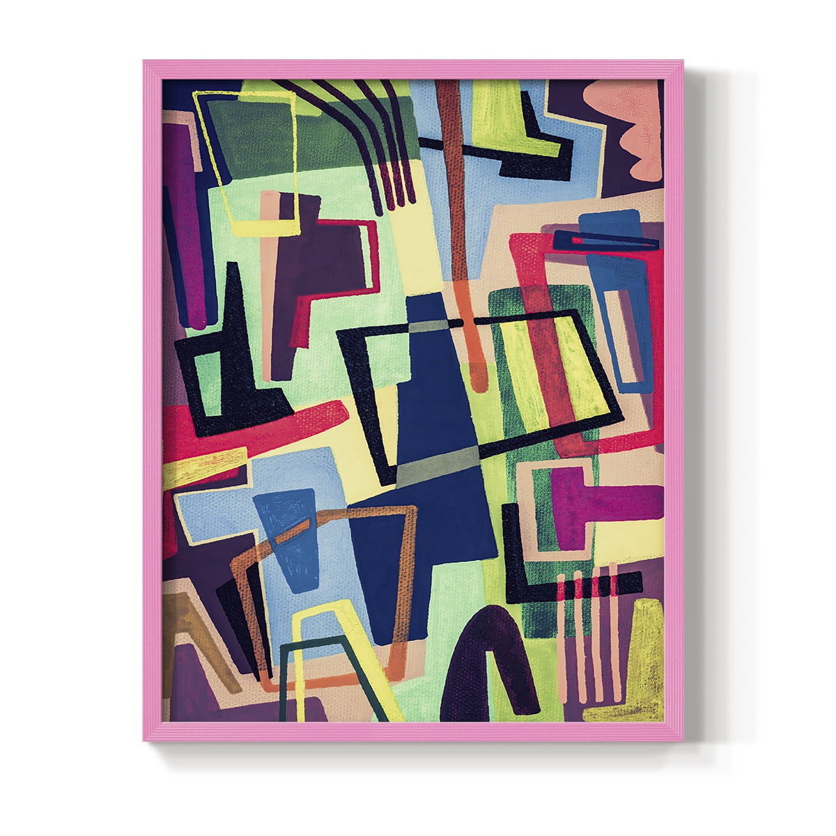 Connected Colors II Framed Print in Pink Solid Wood Framed Print No Nail Hanging