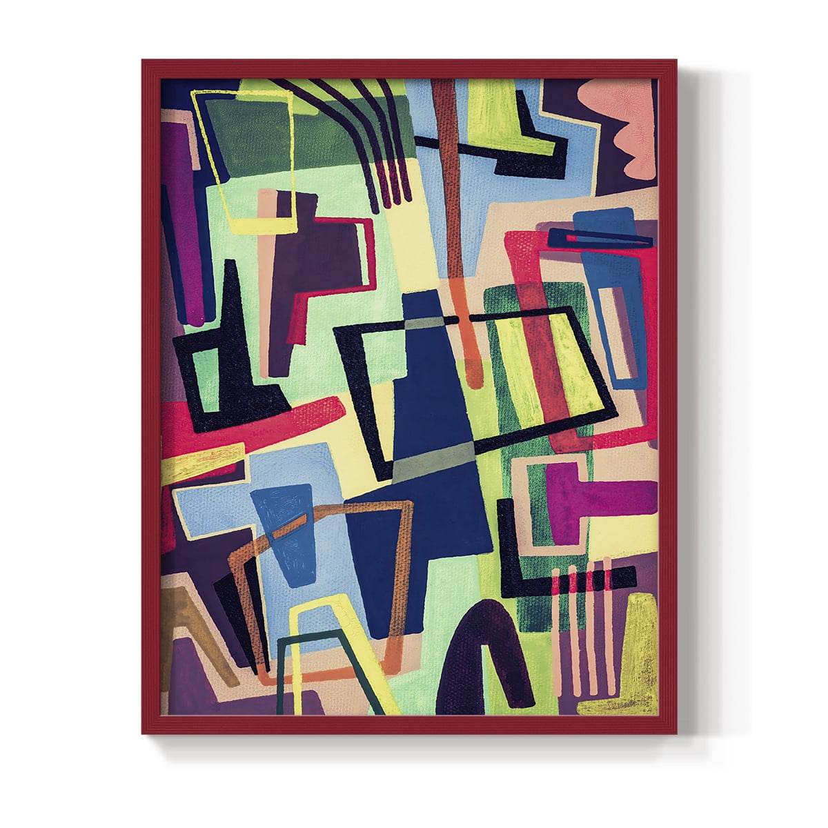 Connected Colors II Framed Print in Red Solid Wood Framed Print No Nail Hanging