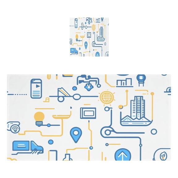 Connected Elements 2 Piece Cotton Bath and Face Towel Set Soft and Absorbent, for Beach Pool Bathroom