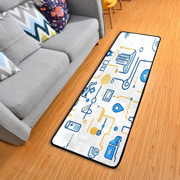 Connected Elements Long Area Rug 72" x 24" Non-Slip Polyester with Cotton Padding